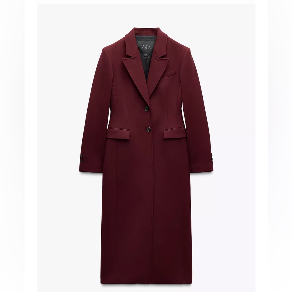 Zara Burgundy Fitted Coat - NWT